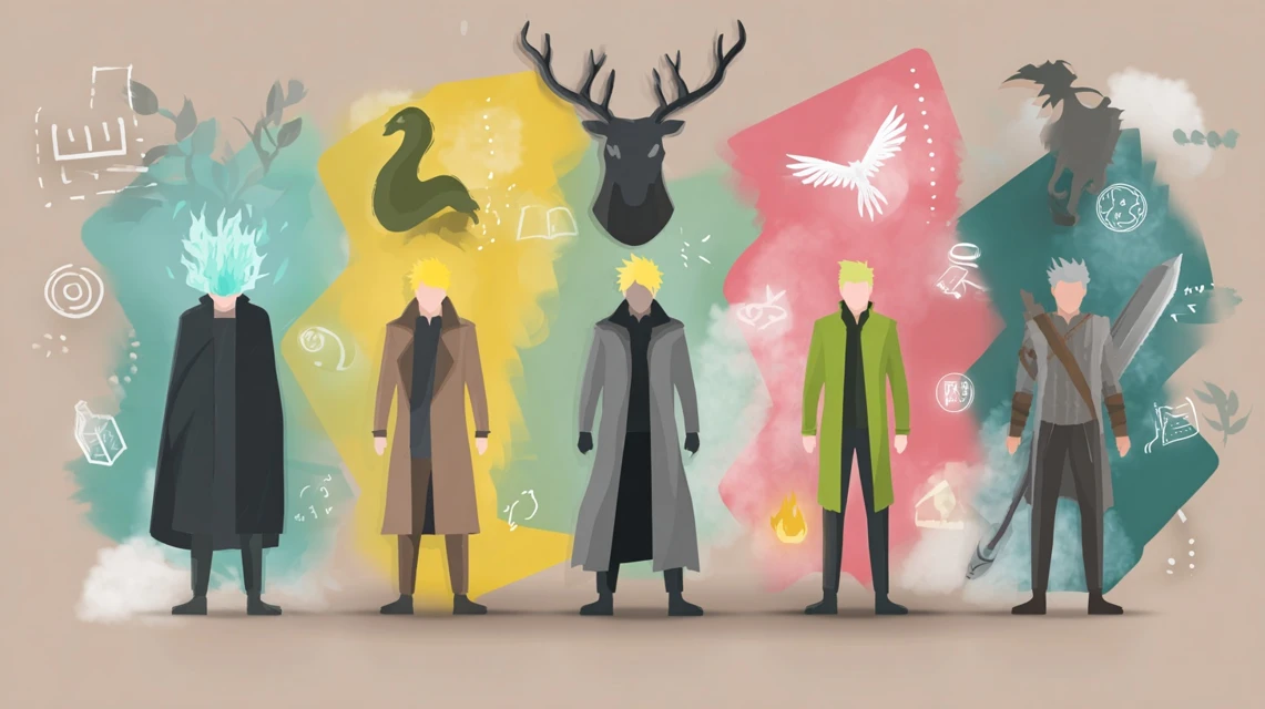 ニセモノの錬金術師の登場人物たちが物語を語る幻想的な場面
